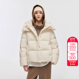 绫致ONLY冬季 可拆卸帽子底摆抽绳90白鸭绒羽绒服女 新款