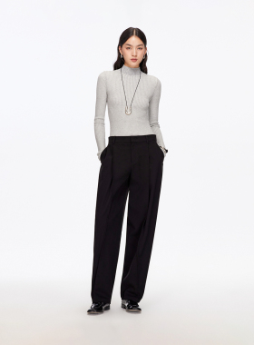 vq区绫致Vero Moda休闲裤女25秋冬纯色立体捏褶萝卜裤简约百搭