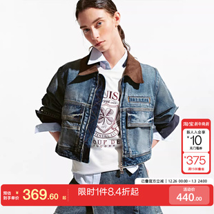 牛仔夹克外套女时尚 绫致ONLY秋冬新潮流机车款 翻领短款