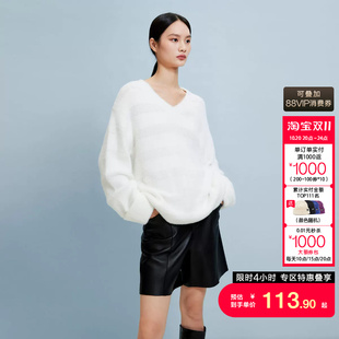 tq区绫致Vero Moda针织衫女秋冬宽松套头V领针织衫简约气质韩系