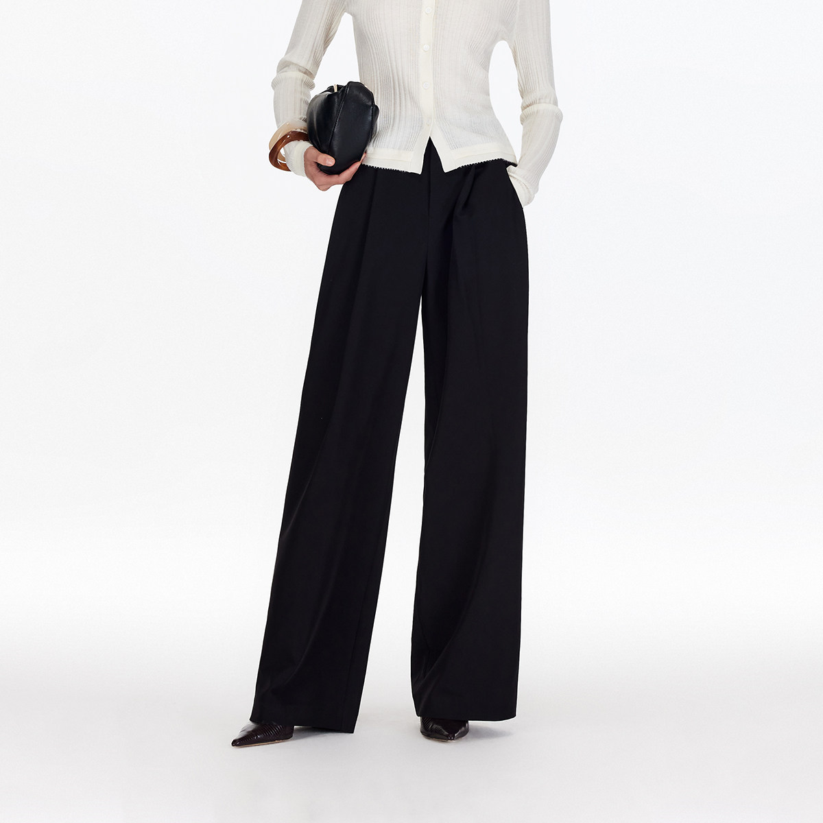 v区绫致Vero Moda休闲裤25秋冬新加宽腰袢捏褶纯色高腰阔腿裤,女装/女士精品,休闲裤,淘宝优惠券,粉丝福利购,淘宝优惠卷