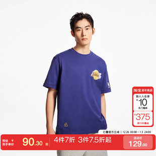 tq区绫致杰克琼斯NBA联名款 T恤 湖人队夏纯棉字母印花日常宽松短袖