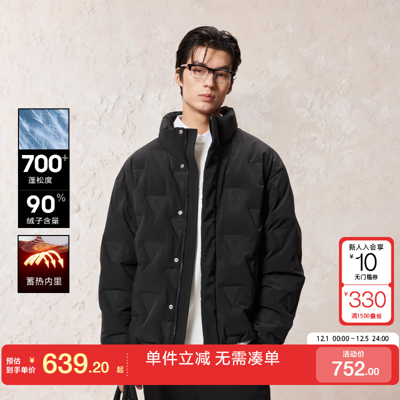 绫致杰克琼斯男装冬季羽绒服新款商务3D压胶发热内里宽松外套