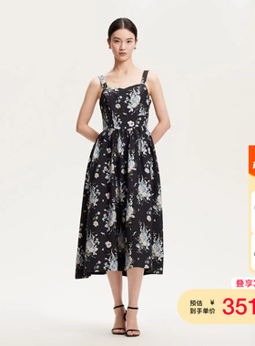 vq区绫致Vero Moda连衣裙女春夏印花设计吊带A字连衣裙浪漫优雅