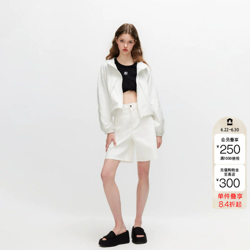 绫致ONLY春夏新休闲时尚抽绳连帽外套女士百搭潮流上衣