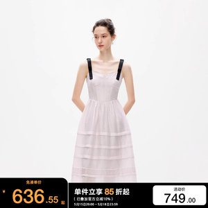 绫致ONLY2024夏季新款甜美时尚蝴蝶结吊带蛋糕裙连衣裙女