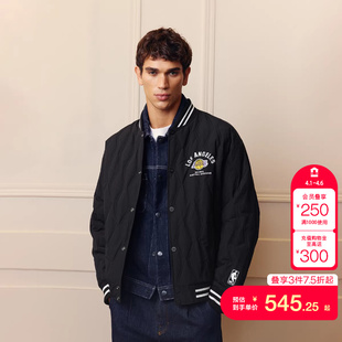 jq区绫致杰克琼斯NBA联名洛杉矶湖人队男羽绒服冬棒球领上衣