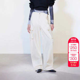 牛仔裤 绫致ONLY2026春季 大口袋宽松直筒裤 高腰工装 女 新款