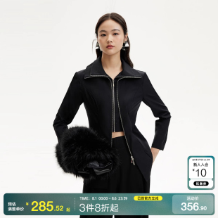 上衣潮 v区绫致Couture Made衬衫 女2025春夏七分袖 双层领收腰修身