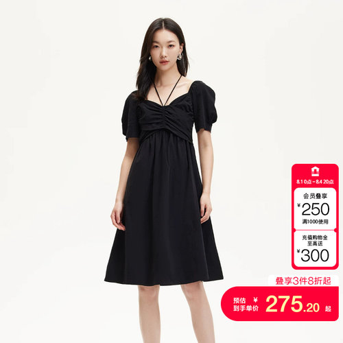 vq区绫致Vero Moda连衣裙春夏款娃娃裙高腰泡泡袖短袖系带