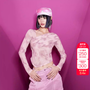 T恤女上衣潮 不对称领口短款 绫致ONLY春夏新时尚 百搭修身