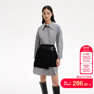 连衣裙 真两件衬衫 tq区绫致Couture Made连衣裙冬翻领七分袖