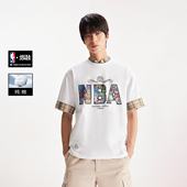 NBA联名款 杰克琼斯男装 春季 绫致 T恤上衣印花时尚 字母贴布宽松