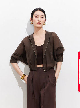 绫致Vero Moda短外套女2026秋季新款松紧下摆连帽抽绳短款开衫