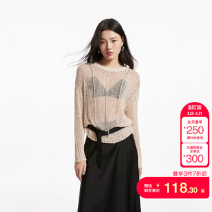 上衣休闲 女秋冬罗纹圆领镂空长袖 tq区绫致Vero Moda针织衫