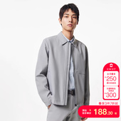 t区绫致杰克琼斯25春夏直筒翻领拉链插袋长袖 防泼水外套