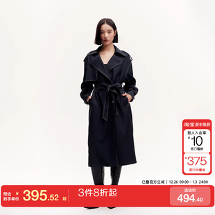 腰带收腰翻领通勤时尚 vq区绫致Vero Moda风衣女秋冬loose长款