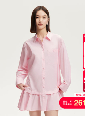 vq区绫致Vero Moda连衣裙夏季新款纯棉纯色衬衫裙简约时尚