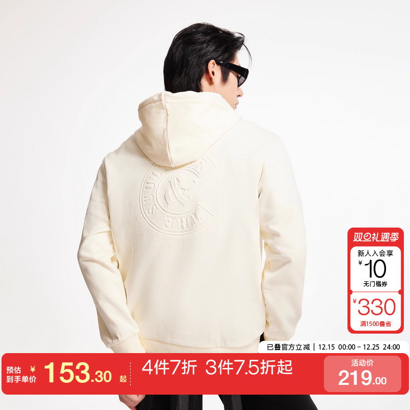 tq区绫致杰克琼斯秋冬宽松抽绳连帽LOGO钢印时尚潮流百搭卫衣男