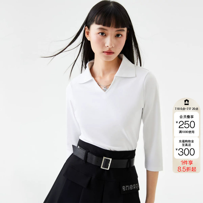 tq区绫致Vero ModaT恤女春夏圆领H短袖简约气质时尚潮流