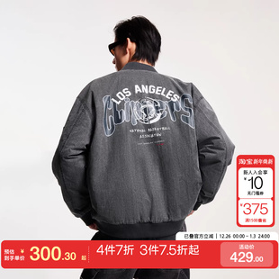 tq区绫致杰克琼斯24冬NBA联名快船队百搭棒球领棉服外套男