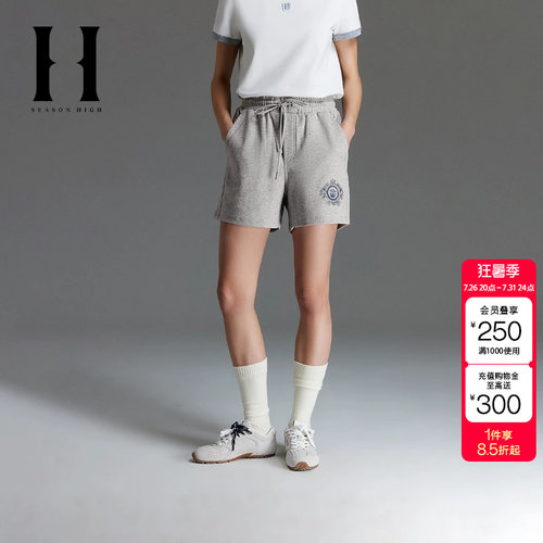 绫致SEASONHIGH x NFL联名酋长队女短裤松紧腰头刺绣休闲女裤