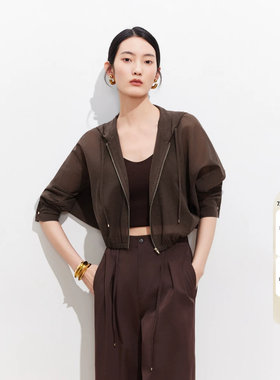 绫致Vero Moda短外套女2026夏季新款松紧下摆连帽抽绳短款开衫