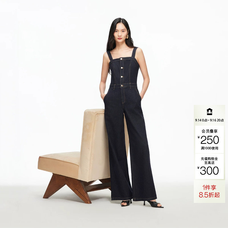 绫致Vero Moda牛仔裤女2026春季新款宽背带连体裤休闲时髦图片