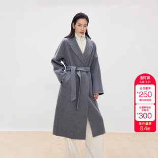 绫致ONLY秋季 双面呢含绵羊毛翻领纯色毛呢大衣女 新款