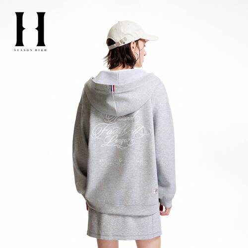 绫致SEASON HIGH女装秋季新款时尚休闲百搭连帽卫衣开衫