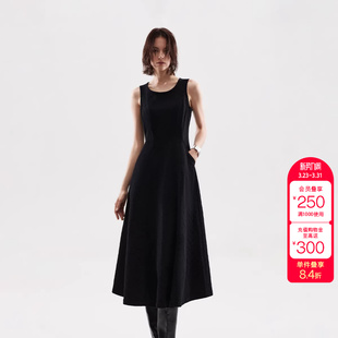 中长款 拼接剪裁圆领牛仔无袖 连衣裙女 新款 绫致ONLY秋季