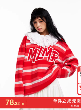绫致MLMR新胶囊系列条纹撞色个性时尚圆领针织衫情侣同款百搭