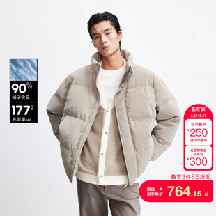 vj区绫致杰克琼斯秋冬男羽绒服宽松立领字母时尚 百搭潮流双门襟款