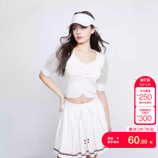 女时尚 tq区绫致ONLY春夏减龄V领修身 针织衫 短款 捏褶泡泡袖