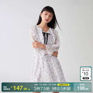 tq区绫致Vero Moda连衣裙25春夏甜美少女七分袖 大翻领娃娃裙时尚