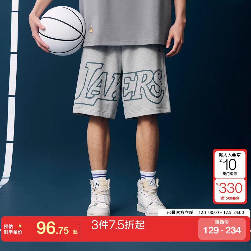 绫致杰克琼斯春季男士NBA联名湖人队时尚运动印花短裤