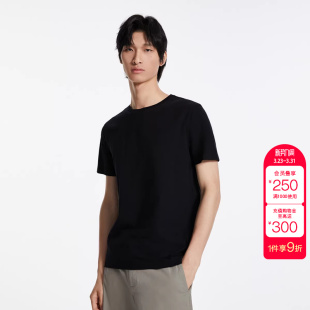 简约上衣 修身 绫致杰克琼斯男春季 新T恤纯棉舒适纯色商务休闲短袖