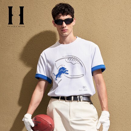 绫致SEASONHIGH NFL联名底特律雄狮队秋男T恤短袖圆领短袖