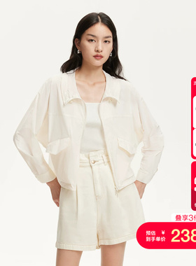 vq区绫致Vero Moda上衣女夏季新款轻薄纯色木耳边领口短外套