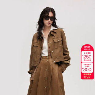 直筒短款 复古麂皮绒灯笼袖 风衣女 新款 绫致ONLY冬季