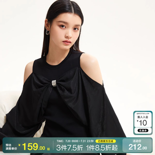 Moda针织衫 tq区绫致Vero 女24秋冬甜美立体蝴蝶结露肩上衣