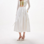 绫致ONLY25夏季 蝴蝶结绑带松紧腰A字伞裙高腰长裙半身裙女