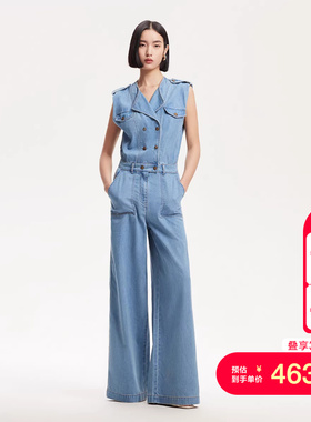 vq区绫致Vero Moda牛仔裤25夏季无袖肩袢设计莱赛尔休闲连体裤