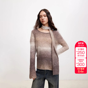 女时尚 绫致ONLY冬季 毛衣针织衫 温柔风飘带渐变喇叭袖 新款