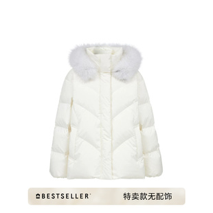[特卖无配饰]绫致ONLY新款白鸭绒珠光羽绒服女无毛领