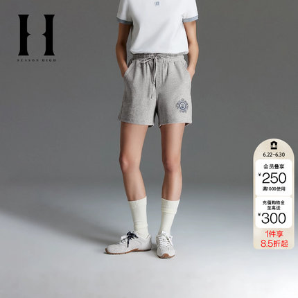 绫致SEASONHIGH x NFL联名酋长队女短裤松紧腰头刺绣休闲女裤