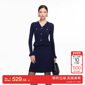 v领法式 绫致Vero Moda连衣裙26春季 荷叶边假两件针织裙时髦