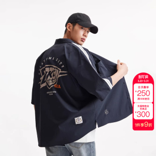 杰克琼斯男装 雷霆队 衬衫 短袖 饰百搭宽松 绫致 队标装 NBA联名款