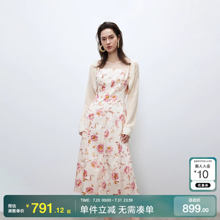 碎花吊帶套裝 綾致ONLY2025夏季 新款 鏤空針織罩衫 連衣裙女