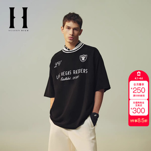 绫致SEASON T恤男 HIGHNFL联名拉斯维加斯突袭者队刺绣潮短袖